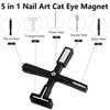 BRAVIKERLY 5 in 1 Nail Magnet Tool, Magnet Stick 3D Magnetic Cat Eye Gel Polish, Nail Art Magnetic, Multi-Function Magnetic Stick for Nail Salon Home DIY (Black)
