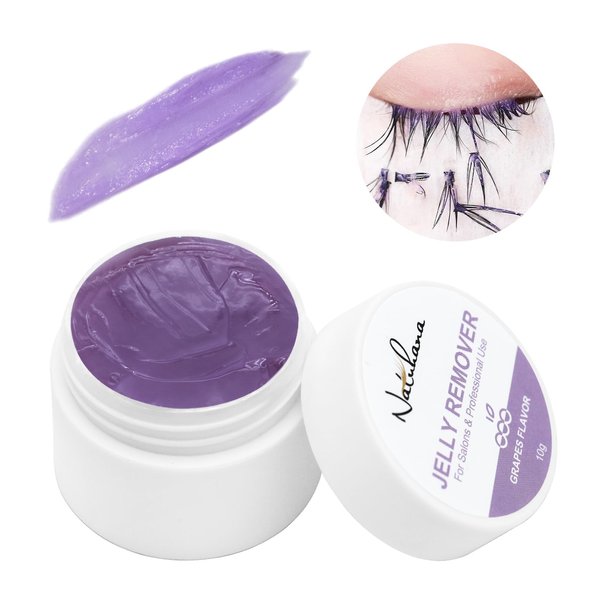 NATUHANA Eyelash Extension Remover,10g Lash Jelly Remover for Lash Extensions,Low Irritation Lash Remover,Dissolves Powerful Eyelash Extension Glue Remover for Professional Use (grape flavor)