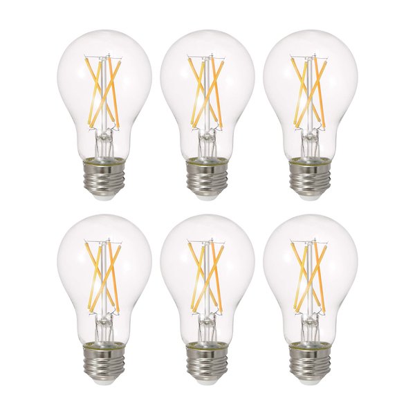 SYLVANIA LED TruWave Natural Series A19 Light Bulb, 75W Equivalent, Efficient 11W, 1100 Lumens, Dimmable, Clear, 2700K, Soft White - (Pack of 6) (40807)