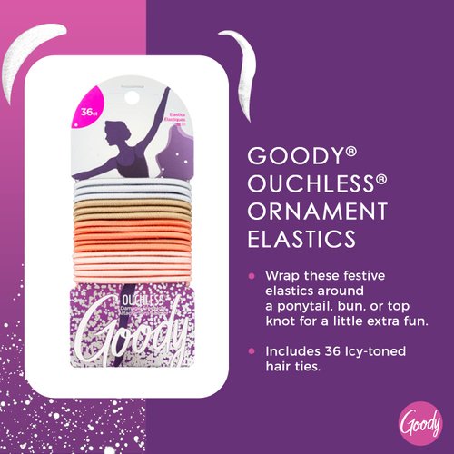 Goody Icy Holiday Ornament Elastics - 36 Count, Assorted - Hair Accessories for Men, Women, Boys and Girls to Style With Ease and Keep Your Hair Secured - Pain-Free For All Hair Types