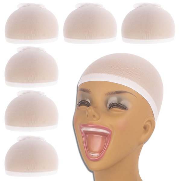BEAUEXE Individually Packaged White Wig Cap for Lace Front Wig Stocking Wig Caps for Women and Men Nylon Stretchy Wig Caps 6PCS