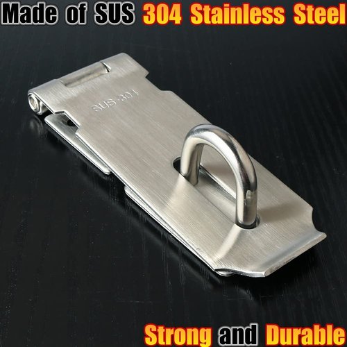 Alise Hasp Lock with Padlock,Door Hinge Lock Padlock,Clasp Hasp Latch Hinges Lock for Doors,4 Inch SUS 304 Stainless Steel Chest Latches Set,Brushed Finish,MST009-LS