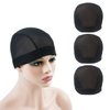 YTBYT 3 Pcs Mesh Cap Wig Caps for Making Wig Stretchy Wig Cap with Wide Elastic Band (Black Mesh Cap L)