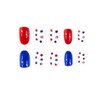 24Pcs Independence Day Press on Nails Short Almond Red Blue Fake Nails 4th of July False Nails with Star Designs Press on Nails Reusable Glossy Acrylic Nails Full Cover Stick on Nails for Women
