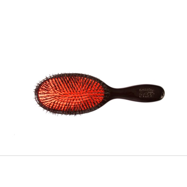 Bass Brushes | Elite Series | Shine & Condition Pet Brush | Ultra-Premium Natural Bristle FIRM | High Polish Acrylic Handle | Medio Oval | Black Finish | Model EMDF