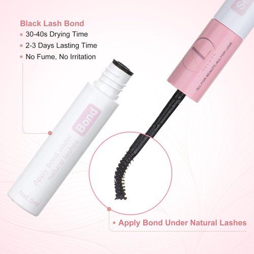 ALLOVE Lash Bond and Seal for Eyelash Extensions Cluster Lash Glue and Sealant for DIY Lash Extensions Strong Hold for 48-72 Hours Waterproof Lash Adhesive for Individual Lashes