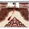 ESERRA Muslim Prayer Rug, 99 Prayer Beads and Prayer Cap Included, Prayer Mats Muslim for Praying Men, Women, and Kids, Prayer Set, Prayer Rugs Islam (Red)