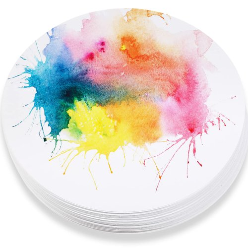 60 Pack Watercolor Paper Round 250 GSM Cold Pressed Watercolor Paper Ideal for Most Wet and Dry Media, Ideal for Beginners, Artists and Specialists (6 Inch Diameter)