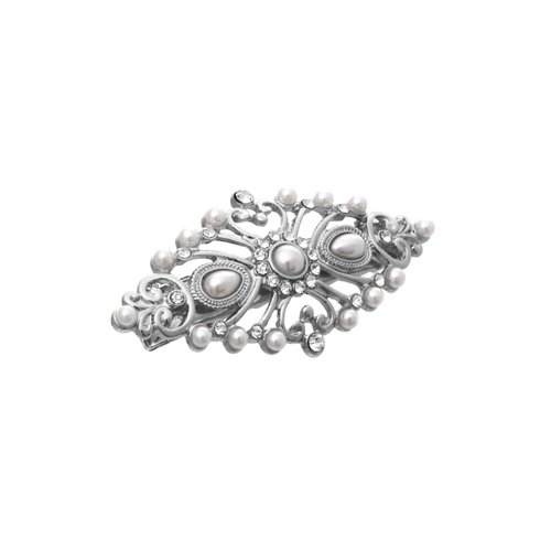 Rosemarie Collections Women's Headpiece Faux Pearl and Glass Crystal Hair Comb (Silver)