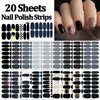 SILPECWEE 20 Sheets Black Style Nail Wraps for Women Stick on Nail Polish Strips Glitter Solid Color Self Adhesive Nail Polish Stickers Fingernail Manicure Sticker Nail Art with 1pc Nail File