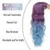 Tseses Purple to Blue Long Curly Wigs for Women Ombre Blue Synthetic Hair Natural Looking Wavy Wig (Purple/Blue)