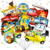 10 Pieces Transportation Birthday Party Decoration for Boys Car Balloons Ice Cream Cart School Bus Fire Truck Train Police Bulldozer Pickup Truck Truck Oval Balloons Foil Balloons