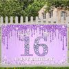 Avezano Sweet 16 Birthday Banner Glitter Purple Diamonds Sweet 16 Party Decorations Sweet 16 Backdrop for Girls' Sweet 16 Birthday Sweet Sixteen Party Supplies 70.8 x 43.3 Inch