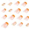 RikView French Tip Press on Nails Medium Fake Nails Square Acrylic Nails with Swirls Design Orange Nails for Women