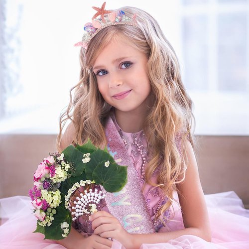 SuPoo Mermaid Birthday Crown and Sash Mermaid Birthday Decorations Mermaid Tail Birthday Headband Princess Tiara Seashell Birthday Girl Crown Little Mermaid Party Decorations Outfits Hair Accessories