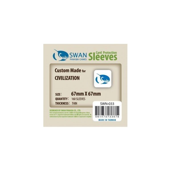Swan Card Sleeves (67x67mm) - 160 Pack, Thin Sleeves - Civilization