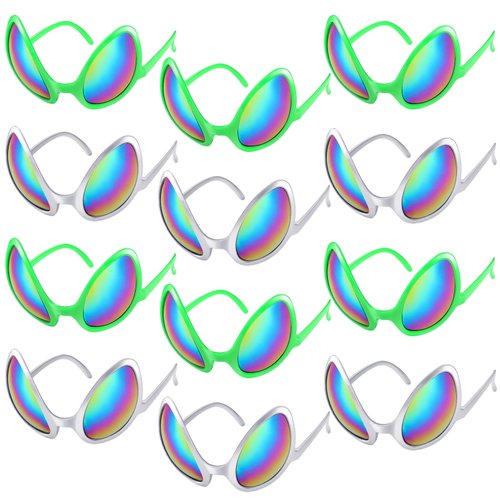 Bencailor 12 Pack Halloween Alien Glasses with Lenses Novelty Funny Glasses Alien Costume Accessories for Halloween Cosplay (Bright Colors)