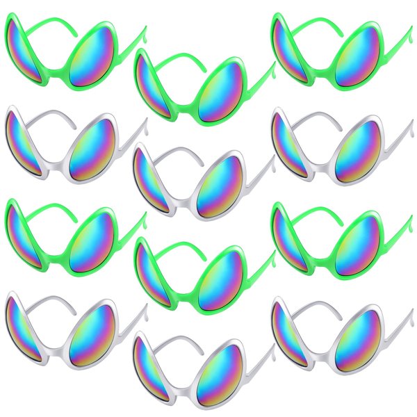 Bencailor 12 Pack Halloween Alien Glasses with Lenses Novelty Funny Glasses Alien Costume Accessories for Halloween Cosplay (Bright Colors)