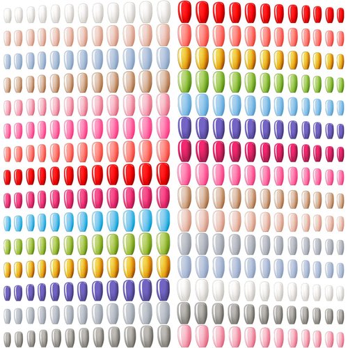 720 Pieces 30 Sets Medium Square False Artificial Nails Ballerina Coffin Press on Nails Solid Color Full Cover Glossy Fake Nails Tips for Women Girls DIY Nail (Bright Colors)