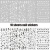 10 Sheets Black White Nail Art Stickers Snake Nail Decals Star Moon Star Rose Leaf Flame Nail Art Supplies Butterfly Acrylic Nail Supplies 3D Goth Snake Nail Design Stickers DIY Nail Decor
