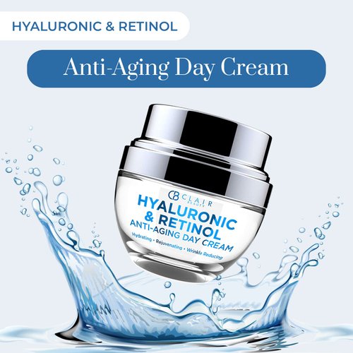 Clear Beauty Hyaluronic Acid & Retinol Daily Face Moisturizer - Reduce Wrinkles, Fine Lines & Hyperpigmentation, Hydrating Day Cream - Cruelty Free Korean Skin Care For All Skin Types