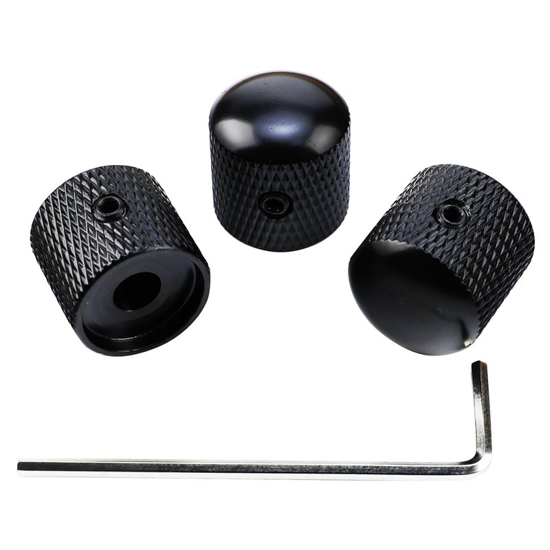 OVSAL 3PCS Electric Bass Guitar Knobs Dome Metal Guitar Knobs with Adjusting Screws for Strat Tel...