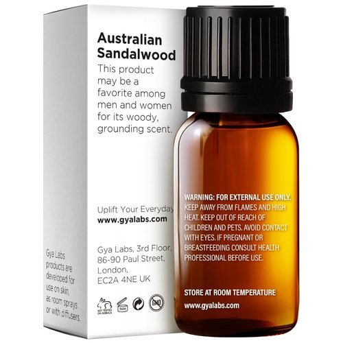 Gya Labs Australian Sandalwood Essential Oil - 0.34 Fl Oz - for Hair, Skin, Diffuser, Aromatherapy & DIY Candle Making Scent