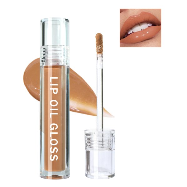Hydrating Lip Tint Stain-1Pcs Tinted Plumping Lip Glow Oil, Moisturizing Water Lip Stain Makeup, Pigmented Non-Sticky Vegan Lip Gloss, Multi-Use Lip & Cheek Tint, Nude Glossy Finish, Cruelty Free-03#