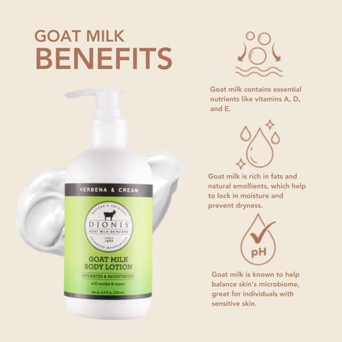 Dionis - Goat Milk Skincare Scented Lotion (8.5 oz) - Made in the USA - Cruelty-free and Paraben-free (Verbena & Cream)