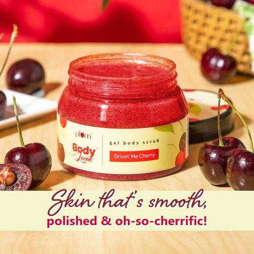 Plum Cherry Exfoliating Body Scrub, Acai Extract & Cellulose Bead Body Scrub, Skin Brightening | Tan Removal Scrub, Cruelty Free & Paraben Free, 100% Vegan, 7.05 Oz