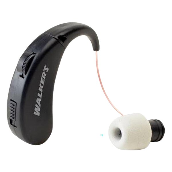 Walker's Ultra Ear BTE Rechargeable Compact Adjustable 22dB Noise Reduction Hunting Outdoor Sound Amplifier Hearing Enhancer | Ear Tips, USB Charging Cable, Cleaning Brush - 2 Pack