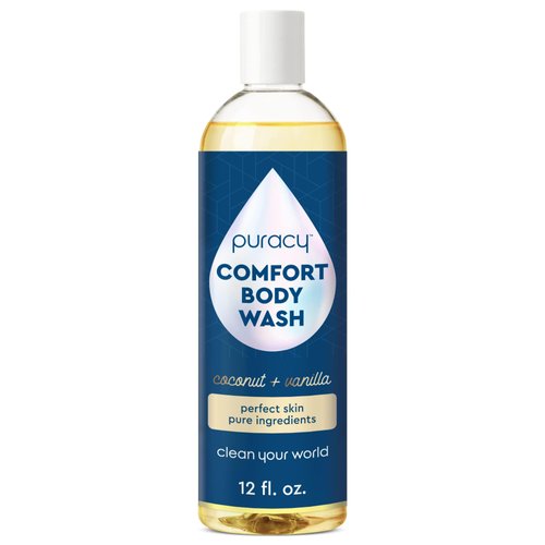 Puracy Body Wash, Natural Body Wash, 98.6% Pure Plant Ingredients, Moisturizing Shower Gel for Women Men Kids, Body Soap for Dry Sensitive Skin. Gently Scented with Coconut & Vanilla 12 Oz