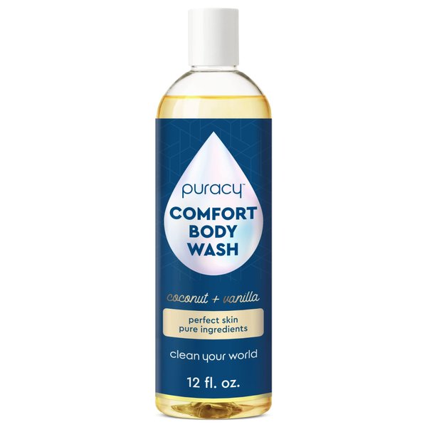 Puracy Body Wash, Natural Body Wash, 98.6% Pure Plant Ingredients, Moisturizing Shower Gel for Women Men Kids, Body Soap for Dry Sensitive Skin. Gently Scented with Coconut & Vanilla 12 Oz