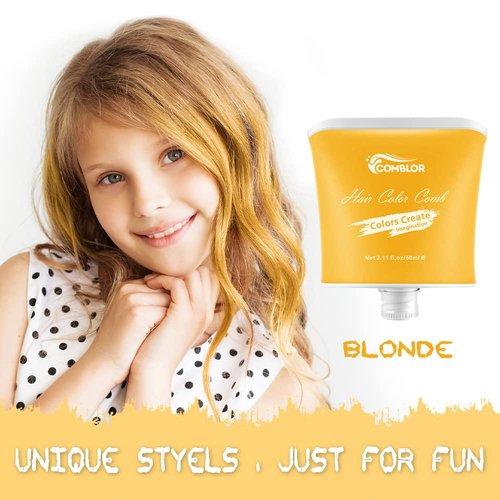 Temporary Hair Color for Kids, Comblor Blonde Hair Dye, Washable Blonde Hair Color Wax for Girls Boys Teens Adults, Ideal Gifts for Birthday, Cosplay, Party, Halloween, Children's Day, Crazy Hair Day