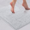 LuxUrux White Bath Mat, Extra-Soft Plush Bath Shower Bathroom Rugs, 1'' Microfiber Chenille, Super Absorbent Shaggy Bath Rug. Machine Wash & Dry. 24'' x 17'', White