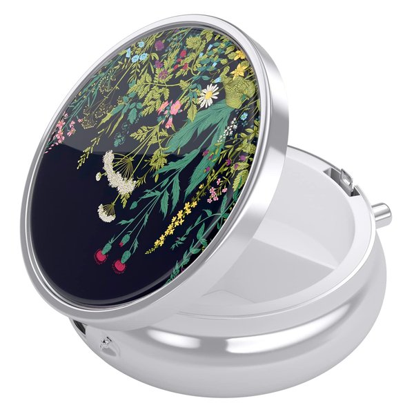 Nipichsha Pill Box, Small Pill Case for Purse & Pocket, Cute Medicine Organizer Travel Pillbox, Portable Pill Container Holder to Hold Vitamins, Medication, Fish Oil and Supplements, Dandelion