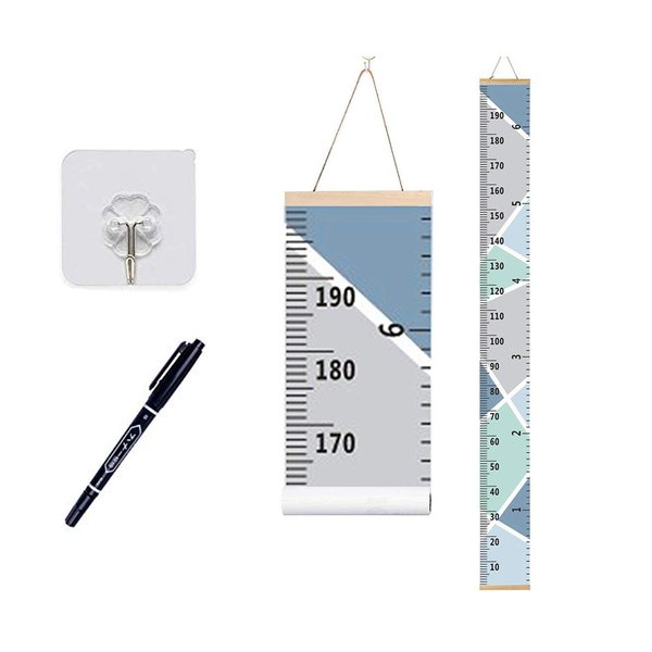 Growth Chart Wall Hanging, Portable Kids Wall Ruler Removable Height Measure Chart for Boys Girls Growth Ruler from Baby to Adult for Child's Room Decoration 79''7.9''