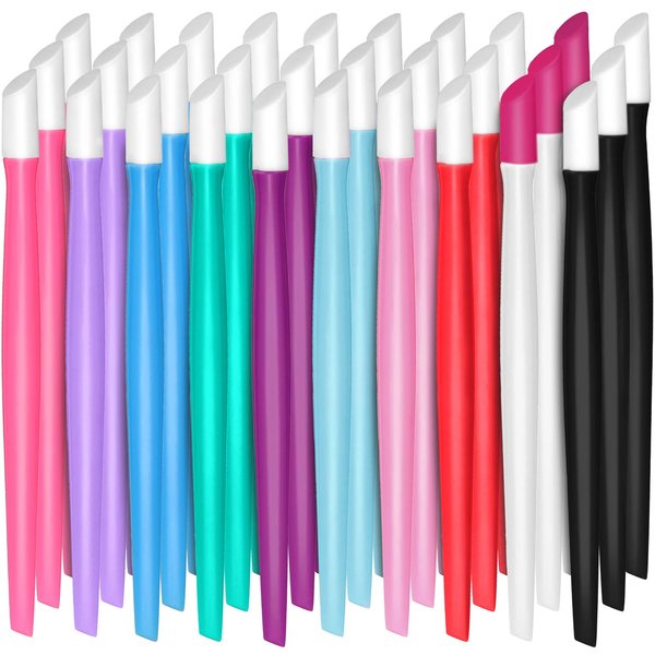 30 Pieces Plastic Handle Nail Cuticle Pusher Rubber Tipped Nail Cleaner Colored Nail Art Tool for Men and Women Christmas Valentine's Day Giving(Multicolored)