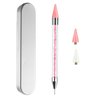 HIGHROCK Dual Ended Nail Rhinestones Picker Pencil Nail Art Design Dotting Pen, Nail Art Decoration Tool with 2 Extra Wax Head (PINK)