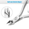 Cuticle Trimmer with Cuticle Pusher - Cuticle Remover Cuticle Nipper Professional Stainless Steel Cuticle Cutter Clipper Durable Pedicure Manicure Tools for Fingernails and Toenails - Half Jaw