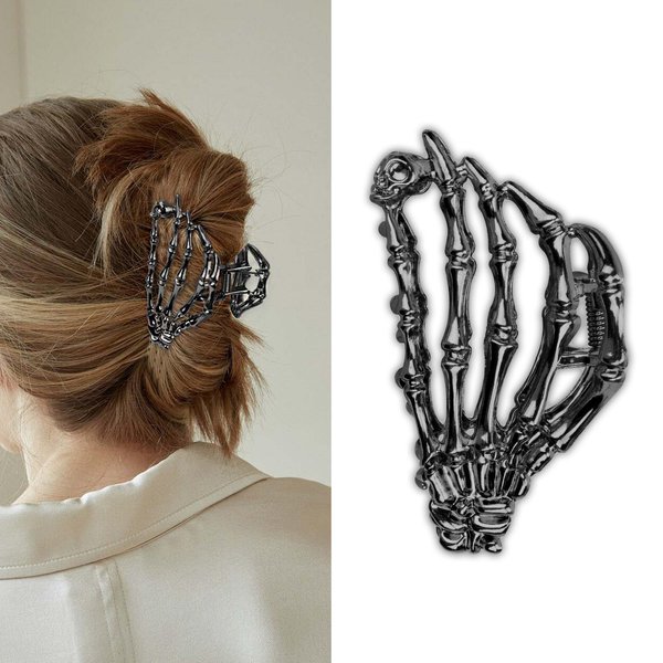 Decorniqu Hand Metal Hair Claw Clips Alloy 1Pcs Halloween Hair Jewelry Women Girls Hair Accessories for Thick Hair(Gunmetal Black)