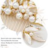 Unicra Bride Wedding Gold Leaf Hair Comb Crtstal Bridal Headpiece Bridesmaids Pearls Hair Accessories for Women and Girls (Gold)