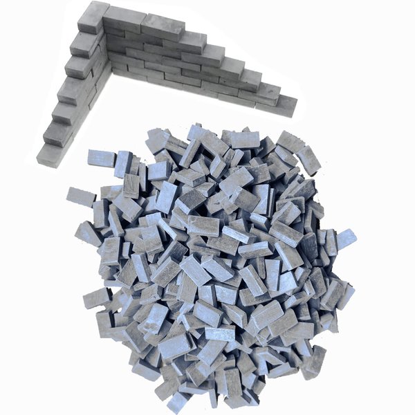 Cayway 560 PCS Mini Bricks Tiny Bricks for Landscaping Black Miniature Bricks Small Bricks for Crafts Realistic Fake Bricks Mini Blocks for Dollhouse Mini Garden Accessories