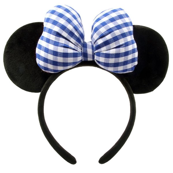 Dolebao 3D Mouse Sequin Ears Headband, Glitter Sequin Bow Hairbands Costume Headwear Hairs Accessories for Women Girls Kids(Blue and White Plaid)