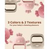 3 Packs Baby Teething Toy Silicone Teething Mitten for Babies Over 3 Months Anti Dropping Wrist Hand Teethers Baby Chew Toys for Sucking Needs, BPA Free (Pink, Caramel & Coral Red)