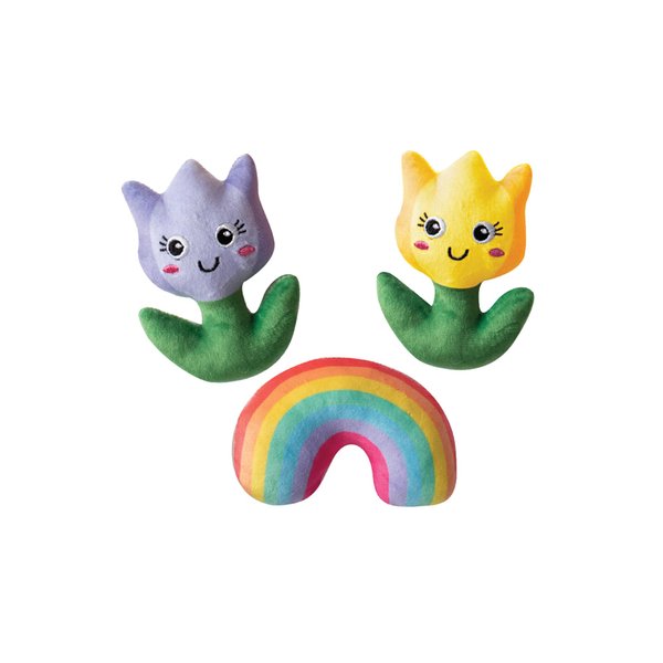 Fringe Studio Plush Dog Toy Set, Love Blooms, Small 3 Piece Set, Pet Shop Collection (662005)