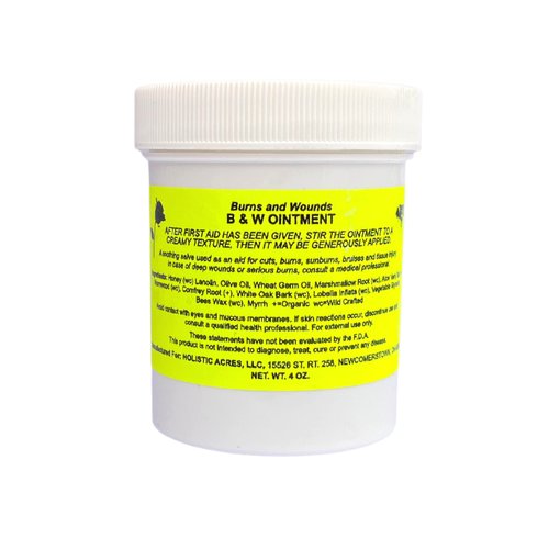 Konvalia Naturals B&W Ointment - Burn and Wound Ointment - Amish Made Burn Salve - 100% Natural Burn Cream (New Label) - 4 oz