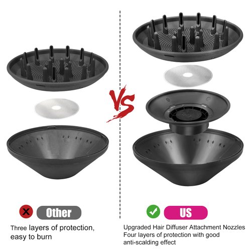 Hair Diffuser Attachment Nozzles for Dyson Supersonic Hair Dryer HD01 HD02 HD03 HD04 HD08 HD15 Tools Accessaries Parts, Black