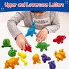 TMBLNEP Montessori Learning Toys for Toddlers, Matching Letters Fine Motor Toy, Double-Sided 26 PCS ABC Dinosaur Alphabet Games for Kids Ages 3-5 (Letters)