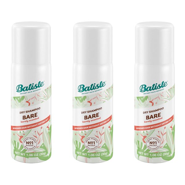 Batiste Dry Shampoo Bare Mini Travel Size 1.6 oz (Pack of 3)